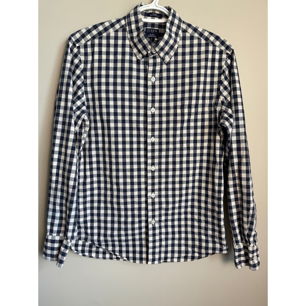 J Crew Slim Untucked Flex Washed Gingham Button Down Shirt S Preppy Classic